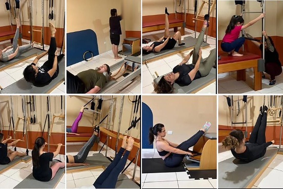 Alunas em aulas de Pilates Completo nos aparelhos Reformer, Cadillac, Chair e Barrel no estúdio Ella e Thau em Campo Grande-MS